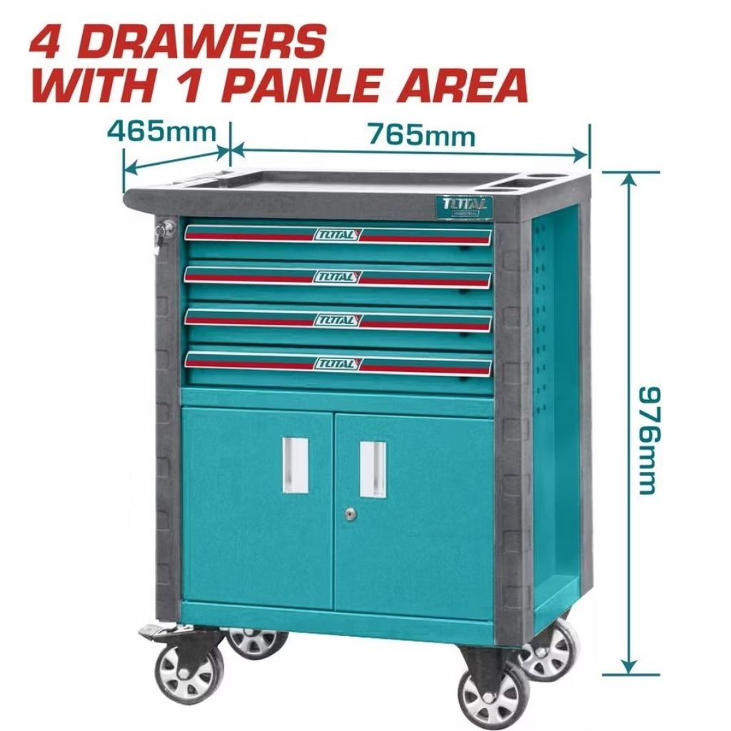 Total รุ่น THRC01041 ตู้เครื่องมือช่าง 4 ลิ้นชัก + 1 บานเปิด พร้อมล้อ ( Roller Cabinet ) ตู้เครื่องม
