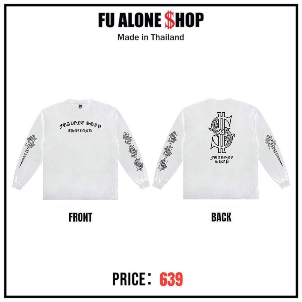 ขายดี !! เสื้อยืดแขนยาวสกรีน $ โรมัน Cotton 100% คอลแรกของปี 2026