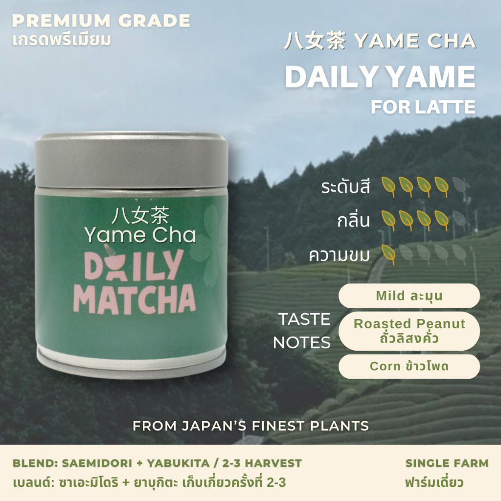 Matcha Daily Yame (All Purpose) [Premium Grade] ผงมัทฉะญี่ปุ่น (อเนกประสงค์) เกรดพรีเมียม 30 / 40 / 100g