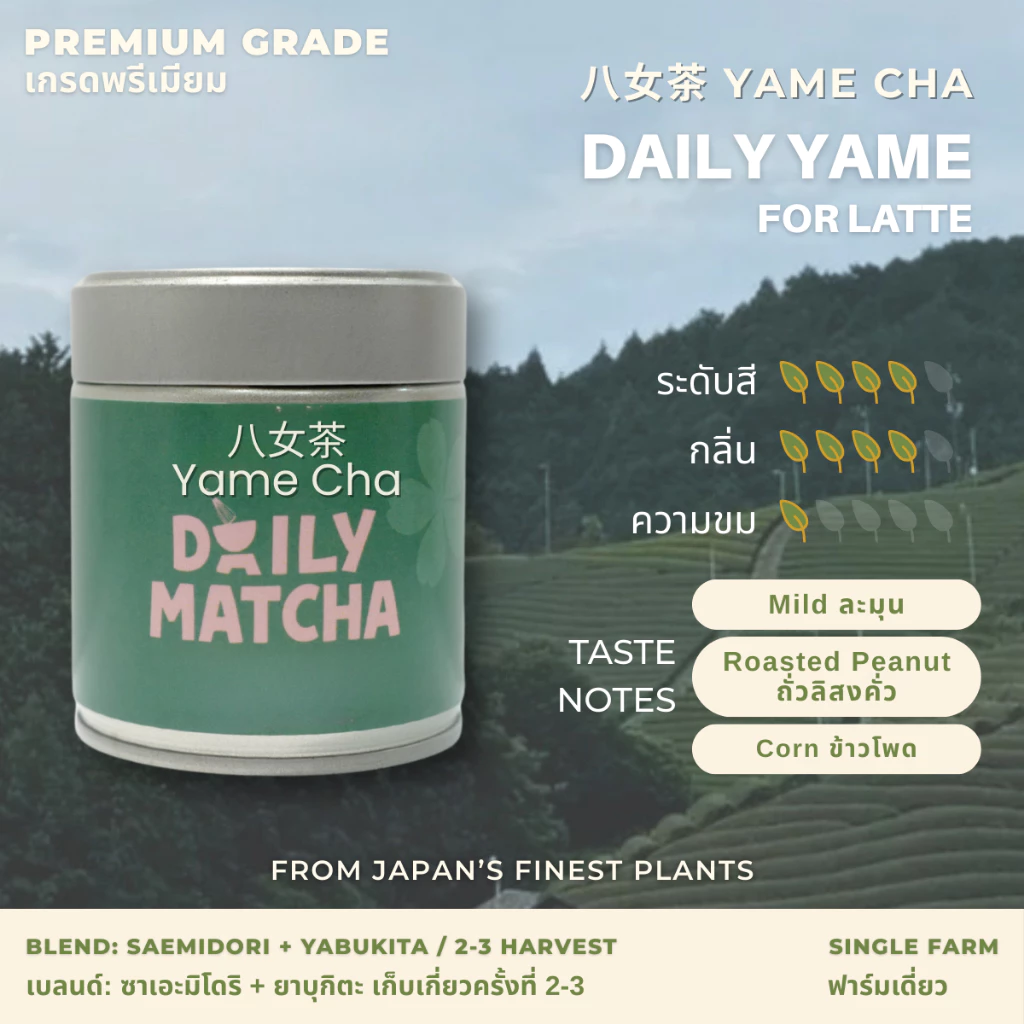 D2 Matcha Daily Yame (All Purpose) [Premium Grade] ผงมัทฉะญี่ปุ่น (อเนกประสงค์) เกรดพรีเมียม 30 / 40 / 100g