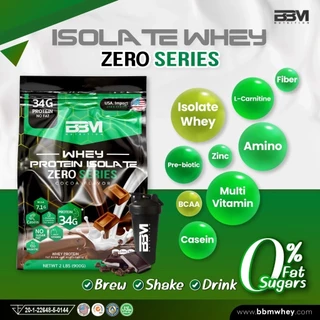 BBM Isolate Zero เวย์โปรตีน 34g. ลีนไอโซเลท กล้ามเนื้อ L-Carnitine ช็อกโกแลต Multi-Vit, Wpi-Casein