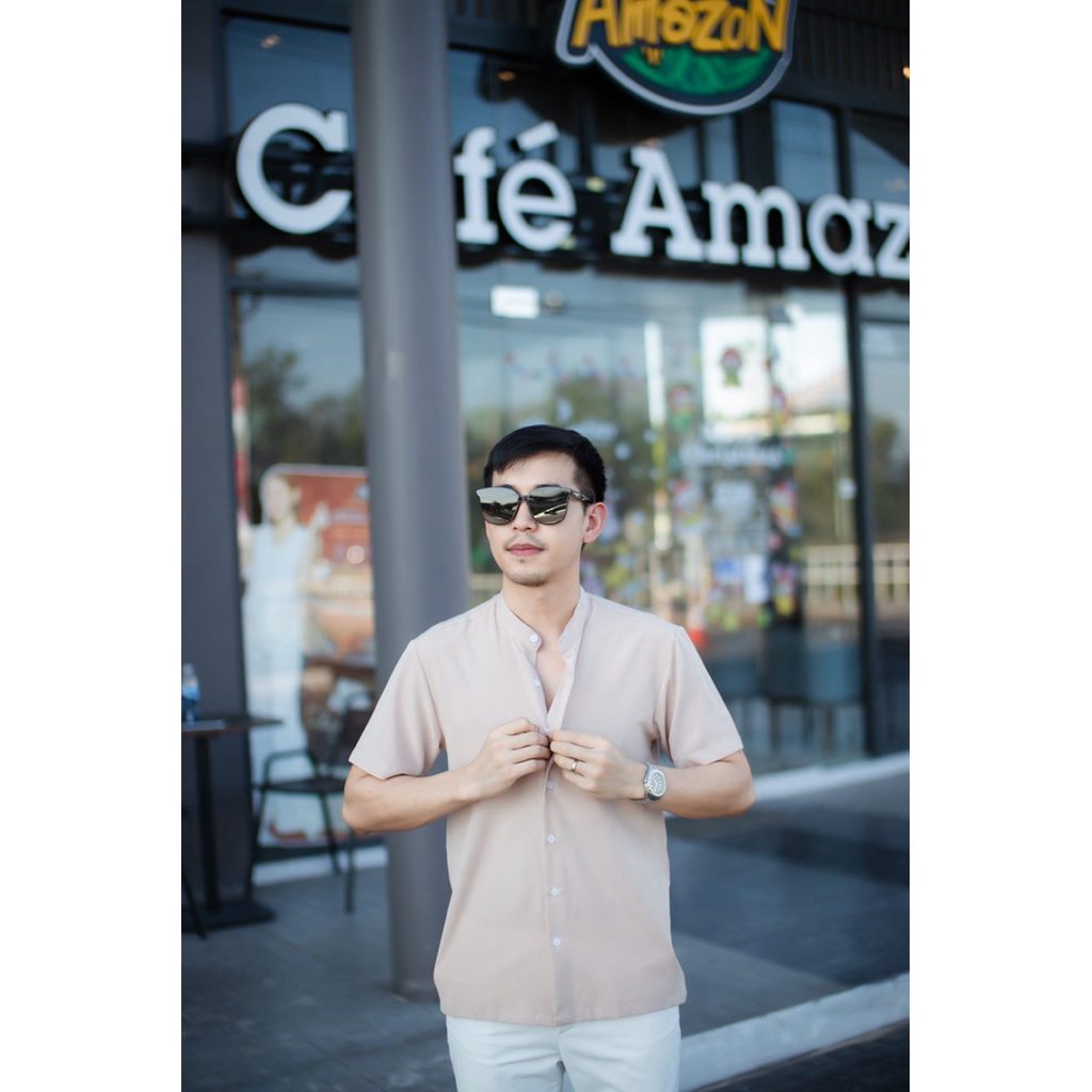 เสื้อเชิ้ตแขนสั้น คอจีน เสื้อฮาวาย สวมใส่สบาย ไม่ร้อน ไม่ต้องรีด!!! ทรงตรง 20 สี M-2XL(แขนสั้นคอจีน) ราคา ถูกที่สุด ดีลบีเคเค แกลเลอรีภาพที่ 6