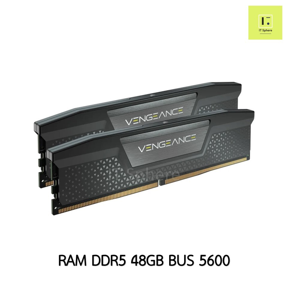48GB BUS5600 แรม DDR5 CORSAIR VENGEANCE Bus 5600 สีดำ RAM DDR 5 48 GB 2x24GB DRAM 5600MHz CMK48GX5M2