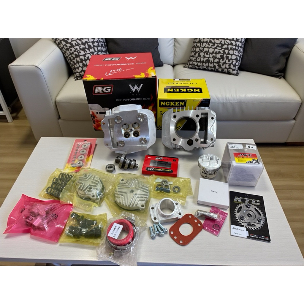 ชุดเสื้อฝา w125 4w งานฝาRG ตัวเวอร์ชั่นล่าV3 ลูกLHK ขนาด 57,59,60,62,64,66,67 ฝาสูบเซ็ทหลังวาวจิกเบ้