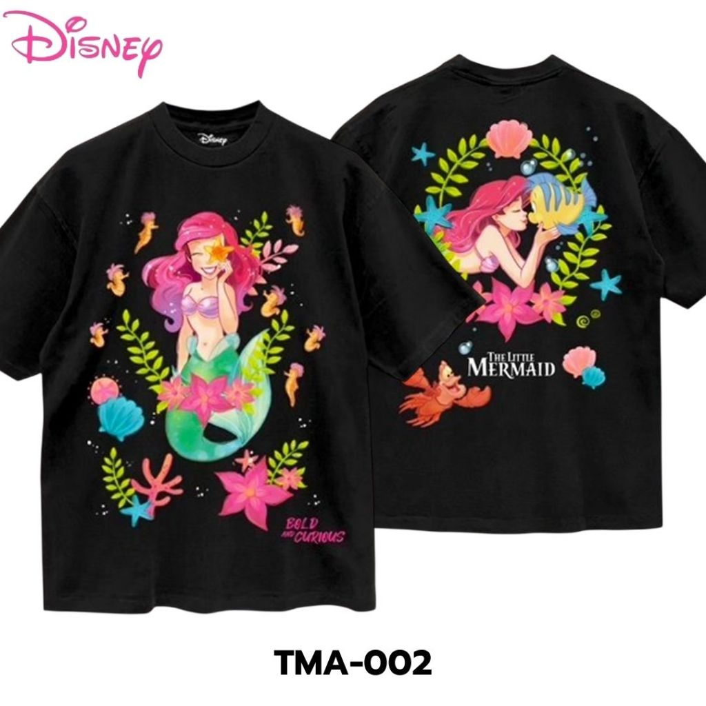Power 7 Shop เสื้อยืดการ์ตูน The Little Mermaid ลิขสิทธ์แท้ DISNEY งานวินเทจฟอกเฟด (TMA-002)