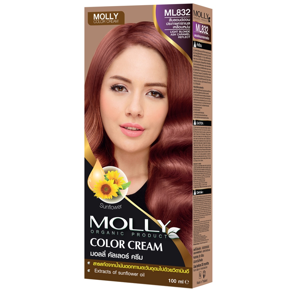 Molly Color Cream ML832 สีบลอนด์อ่อนประกายคาราเมลเหลือบหม่น
