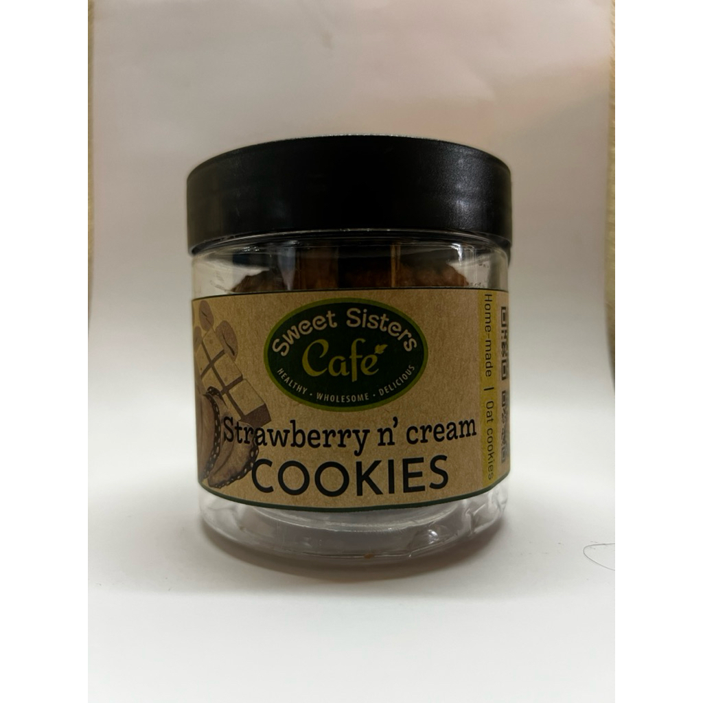 Strawberry n’ Cream cookies | Sweet Sisters Cafe | 5pcs | Homemade oat cookies