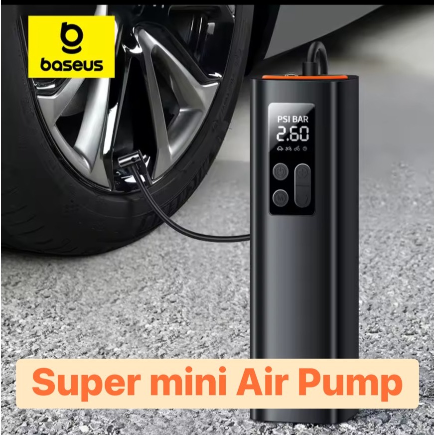 Baseus เครื่องปั้มลมไฟฟ้า สำหรับรถยนต์ Air Pump Digital 12V เครื่องสูบลมพกพา ปั๊มสูบลมไฟฟ้า เครื่องปั๊มลม