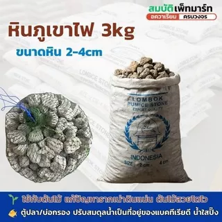 หินภูเขาไฟ 3 kg. หินพัมมิส คุณภาพสูง ใช้สำหรับบ่อกรองปลา และ ปลูกต้นไม้ 3 kg