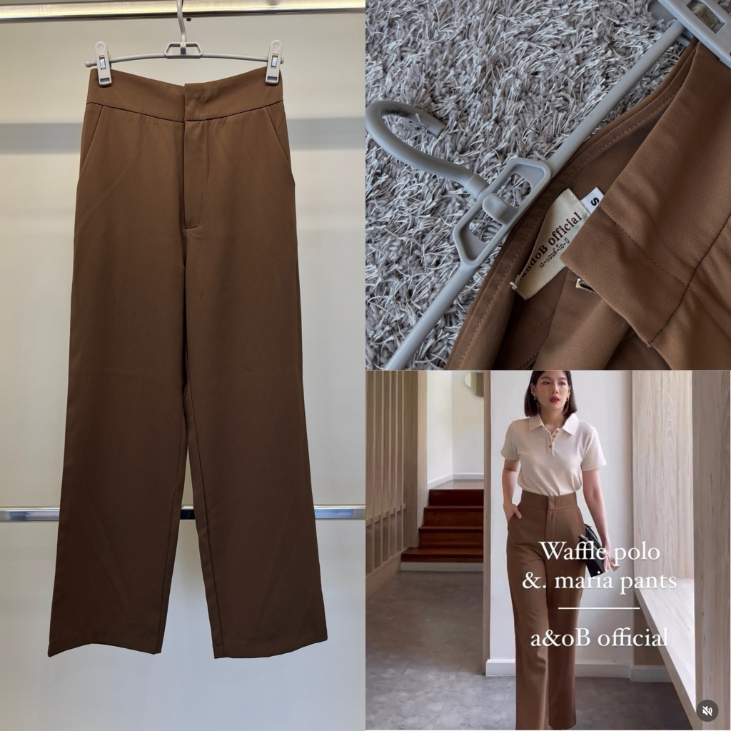 aandoB official กางเกงเอวสูง สีน้ำตาล size s ใส่ครั้งเดียว 350.-