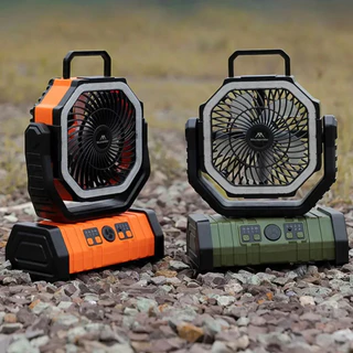 พัดลมแคมป์ปิ้ง 20000 mAh พัดลมตั้งโต๊ะ Cordless Camping Fan มาพร้อมไฟส่องสว่าง ใช้ได้นาน พัดลมพกพา USB
