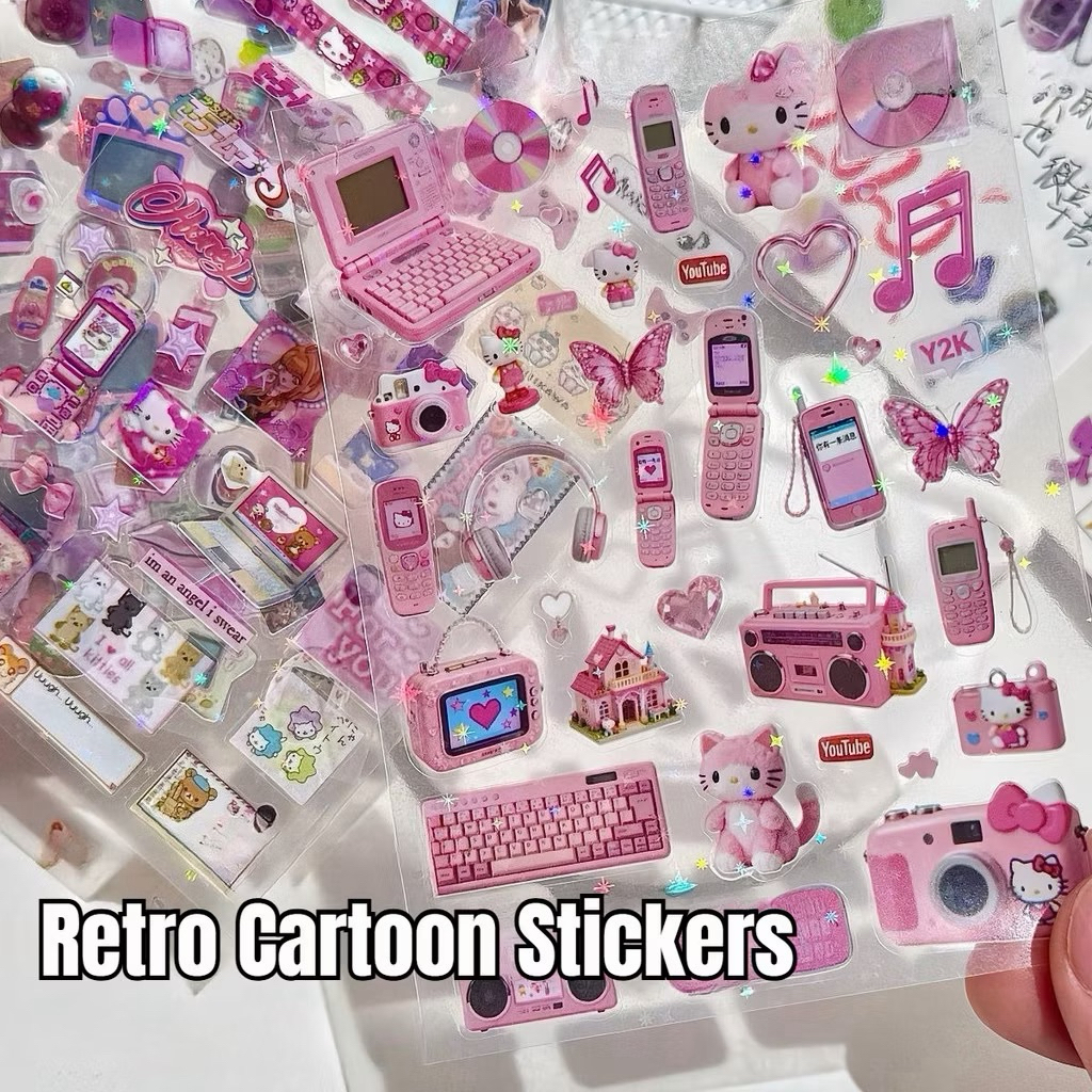 🌟✨พร้อมส่ง!สติ๊กเกอร์กลิตเตอร์ แพค4ชิ้น คละลาย Glitter สไตล์เกาหลี น่ารักมาก ขนาดเล็ก 9*12cm - รูปที่ 3