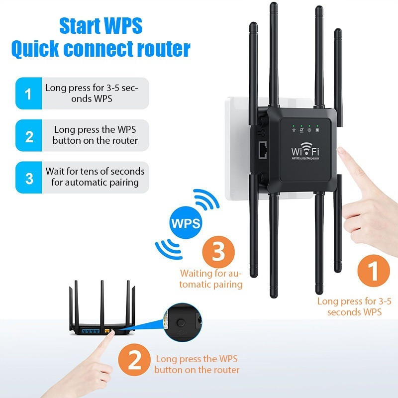 สร้างขึ้นสําหรับเกม 8เสาอากาศ ตัวขยายสัญญาณ สัญญาณ1000㎡1200Mbps 2.4/5.8G ตัวกระจายไวไฟ ตัวดูดสัญญาณ wifi repeater - รูปที่ 5