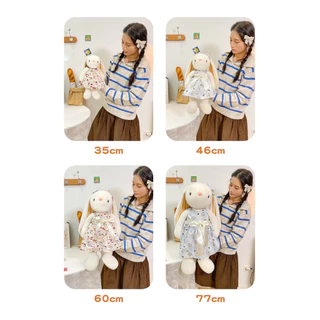 ตุ๊กตากระต่ายหูยาวสีขาวใส่เสื้อผ้า ตุ๊กตานุ่ม ของขวัญเทศกาล วันเกิด สามารถสั่งปักชื่อได้ ขนาด 35~60 ซม.
