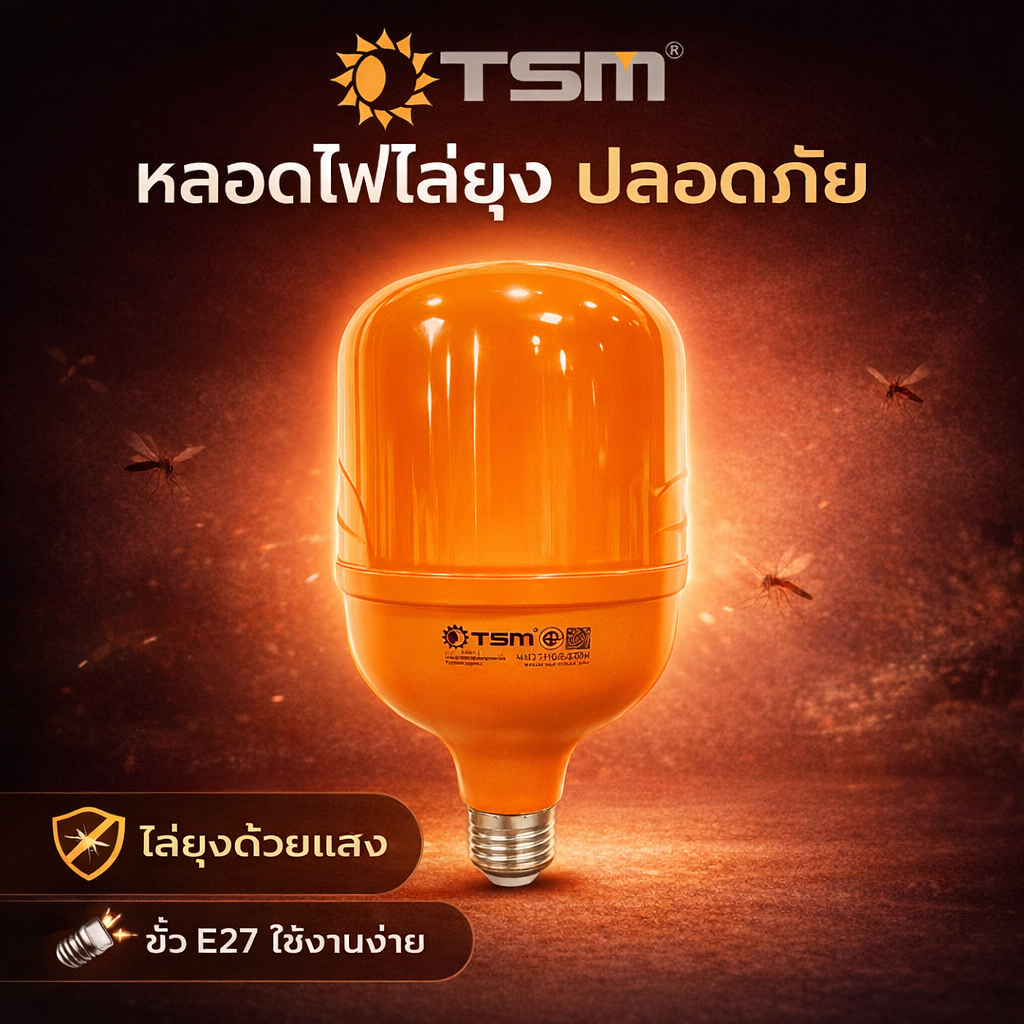 หลอดไฟไล่ยุง LED แสงแดง ขั้ว E27 35W/50W/70W/80W กันน้ำ กันฝน ประหยัดไฟ ใช้งานกลางแจ้ง