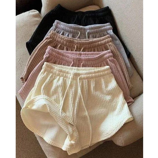 (C-015) กางเกงขาสั้น กางเกงลำลองผู้หญิง เอวสูง ยางยืด มีเชือกผูก ผ้านุ่ม เบา ใส่ชิล มินิมอล ใส่นอน มี 5 สี เลือกสีได้