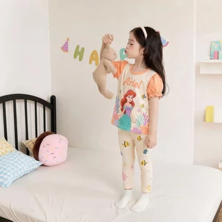 Beryl kids🌸ชุดเซ็ทเด็กหญิง🎀ชุดสูทแขนสั้น กางเกงขายาว ผ้านิ่มเด้ง ลายเจ้าหญิงน่ารัก ลำลองสองชิ้น งานใหม่ ใส่สบาย