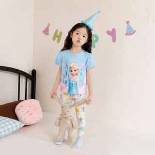 Beryl kids🌸ชุดเซ็ทเด็กหญิง🎀ชุดสูทแขนสั้น กางเกงขายาว ผ้านิ่มเด้ง ลายเจ้าหญิงน่ารัก ลำลองสองชิ้น งานใหม่ ใส่สบาย