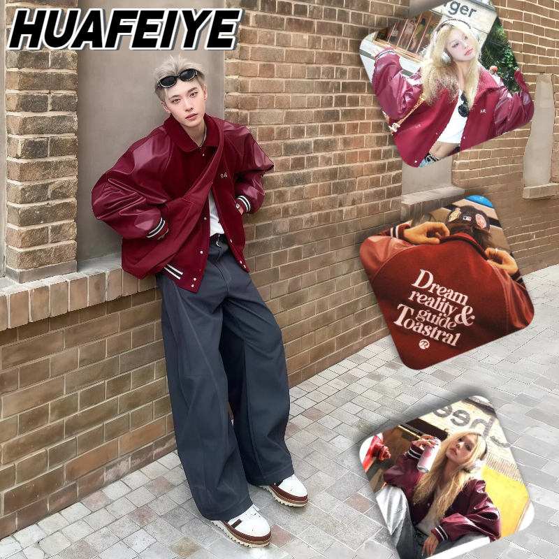 🚀H.F.Y แจ็คเก็ตสไตล์อเมริกัน แจ็คเก็ตแฟชั่นระดับไฮเอนด์ เหมาะสำหรับทั้งชายและหญิง ขาวดำเรียบง่ายหลวม