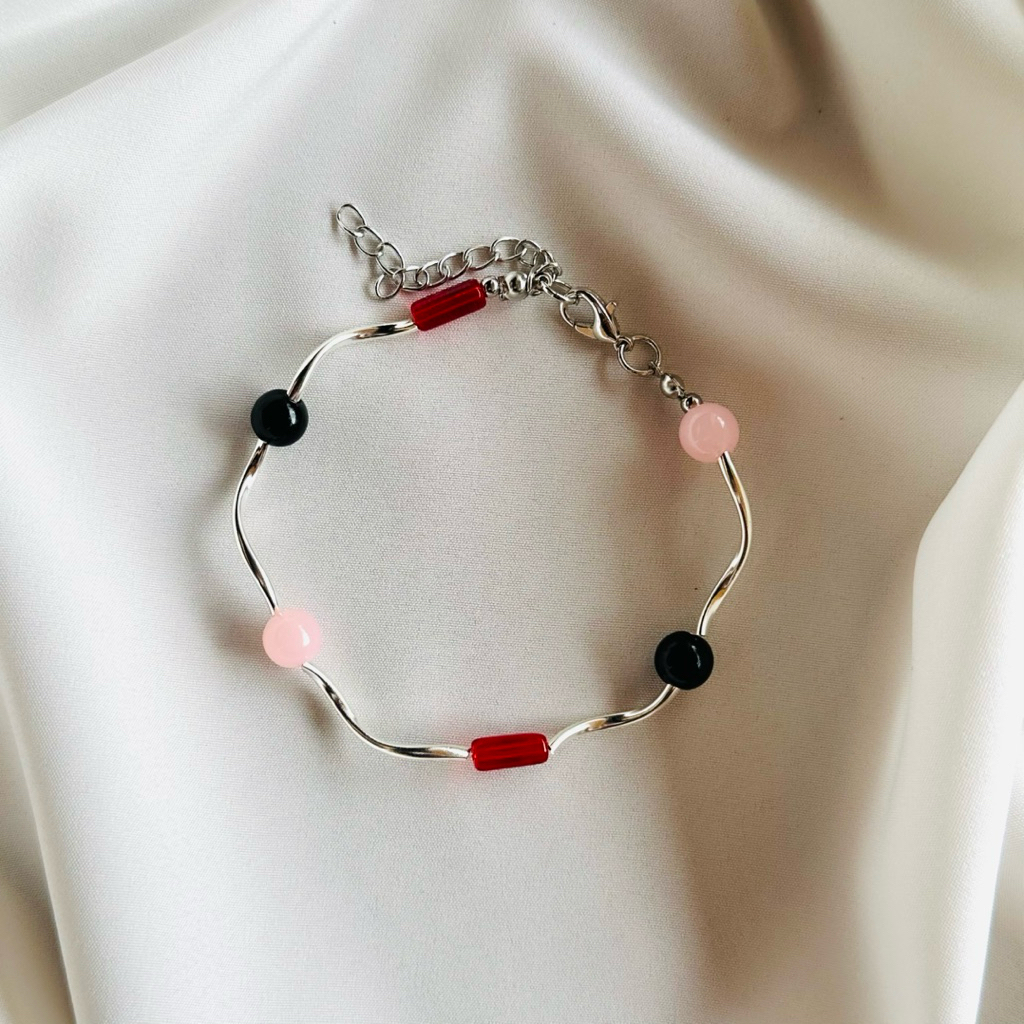 สร้อยข้อมือมินิมอล ท่อเกลียว ท่อโค้ง หินแก้ว (หลายแบบ) พร้อมส่ง ราคา ถูกที่สุด ดีลบีเคเค แกลเลอรีภาพที่ 2