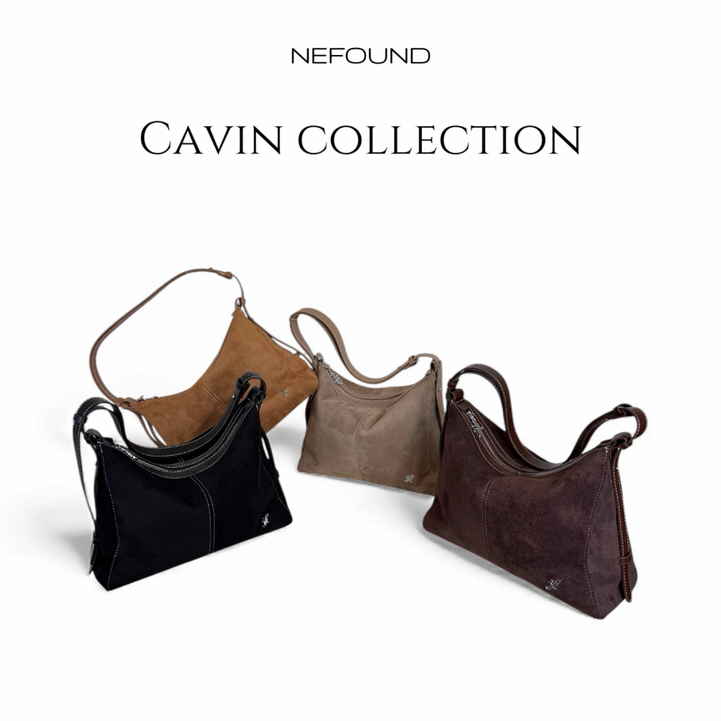 NF25032 NEFOUND กระเป๋าโฮโบรุ่น Cavin bag หนังกลับ Premium ขนาด 13 นิ้ว