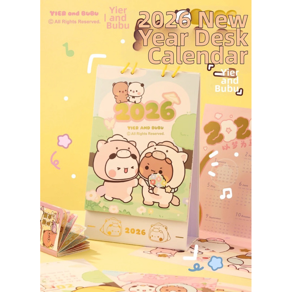 (พร้อมส่งจากไทย ) Set ปฏิทินตั้งโต๊ะ 2026 ลาย Bubu Dudu สุดน่ารัก – โปรปัง