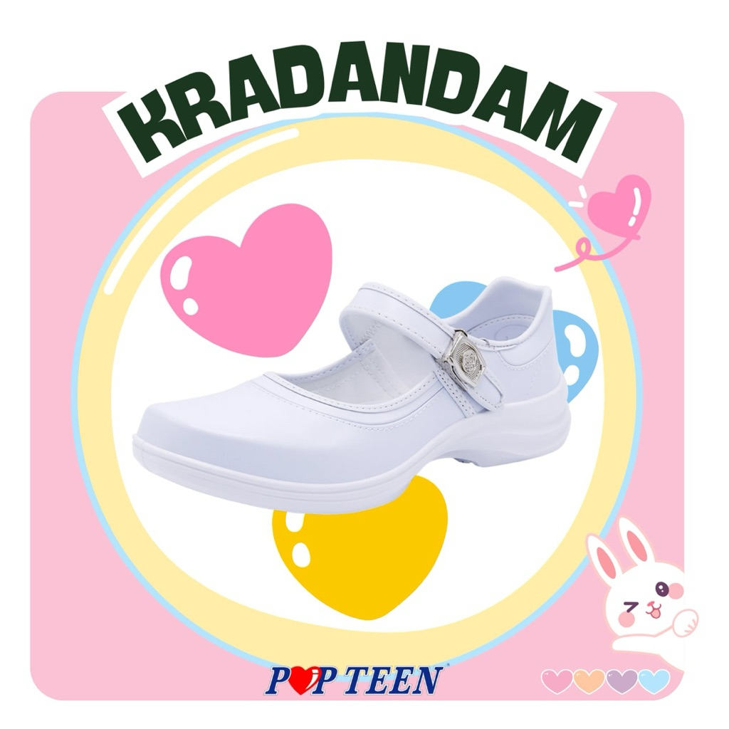 รองเท้านักเรียน Popteen สีขาว เบอร์ 30-42 (สามารถขอบิลเบิกทางโรงเรียนได้)