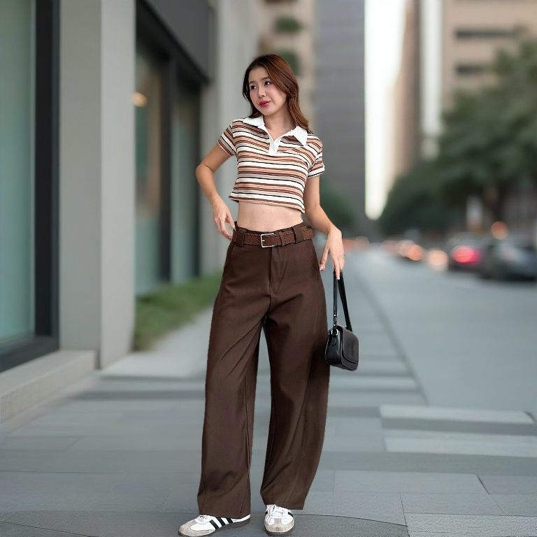 กางเกงขาโค้ง บาเรล (Barrel Pants) เอวสูงผู้หญิง สไตล์เกาหลี ทรงสวยเก็บทรง ทรงบอลลูนขาโค้ง ผ้าทิ้งตัว ใส่แล้วดูเพรียว