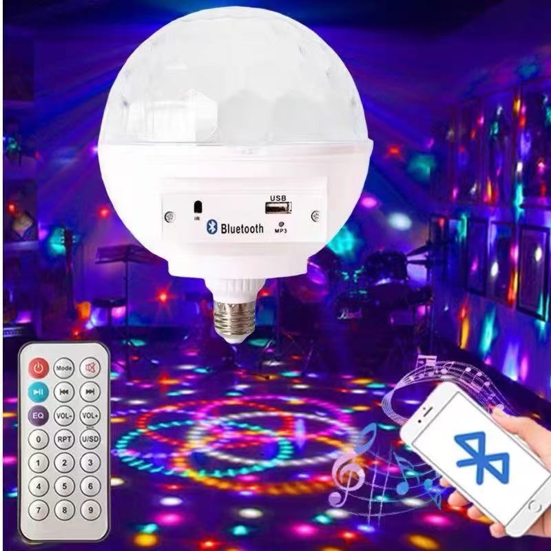 พร้อมส่ง หลอดไฟ E27พร้อมรีโมท  บลูทูธ BLUETOOTH LED CRYSTAL MAGIC BALL ไฟปาร์ตี้ ไฟเธค คุณภาพดี