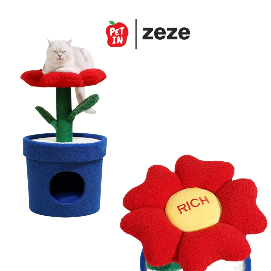 Zeze คอนโดแมว ดอกไม้ร่ำรวย เสริมฮวงจุ้ย บ้านแมว ที่นอนแมว อุโมงค์แมว