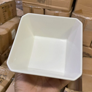 ถ้วยเซรามิก 5 นิ้ว ถ้วยทรงสี่เหลี่ยม ถ้วยลายสีขาวเงา ถ้วยแบ่…