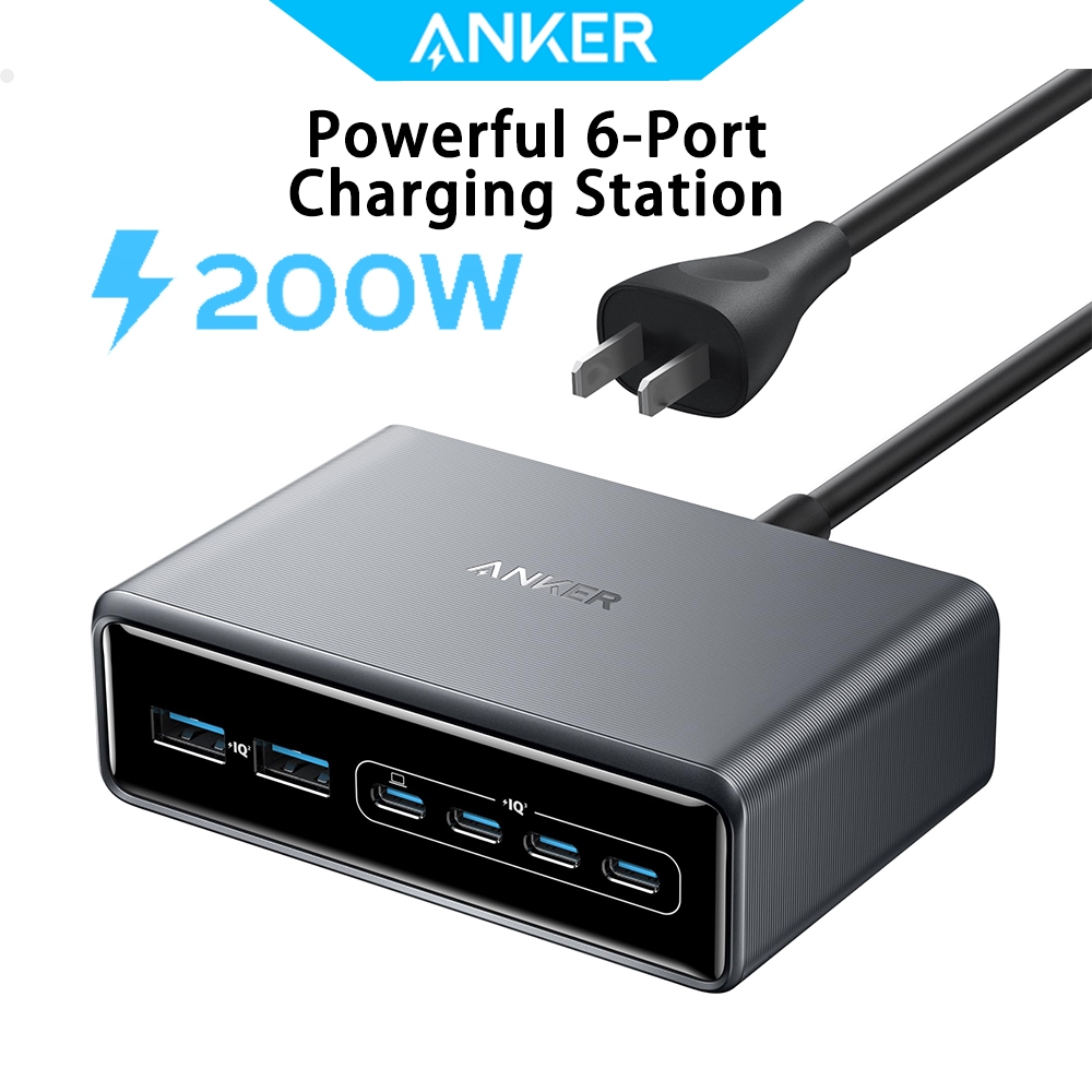 อุปกรณ์ชาร์จ Anker Prime 200W 6 พอร์ต GaN ชาร์จเร็วพร้อมกันหลายอุปกรณ์