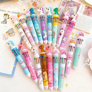 ขายส่ง ปากกาลูกลื่นหลากสี ลายการ์ตูนน่ารัก หมึกหลากสี เครื่องเขียน ปากกาลูกลื่น ปากกา10สี