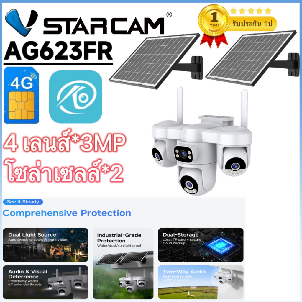VSTARCAM AG623FR AOV Solar camera 1080P X4 4G iP Camera กล้องวงจรปิดไร้สาย