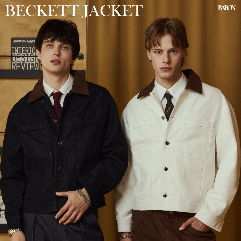 BARON BECKETT Jacket Jeans แจ็คเก็ตยีนส์ทรงวินเทจ ดีไซน์คลาสสิก คอเสื้อผ้าลูกฟูก
