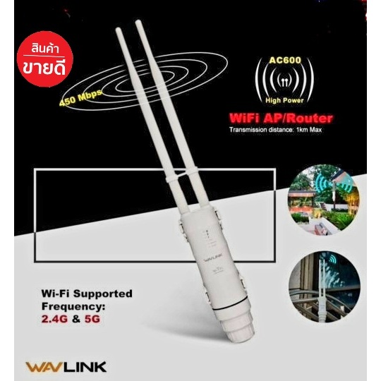 Wavlink AC600กระจายwifiได้10-30เมตรความเร็วสัญญาณ2.4G(200Mbps)+5G(433)รวมเป็นAC600