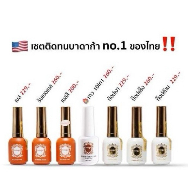 เซตติดทนบาดาก้า6ตัว(แยกขวด)ใช้ต่อเล็บทารองพื้นเสริมเล็บแน่นมากmadeinUSA
