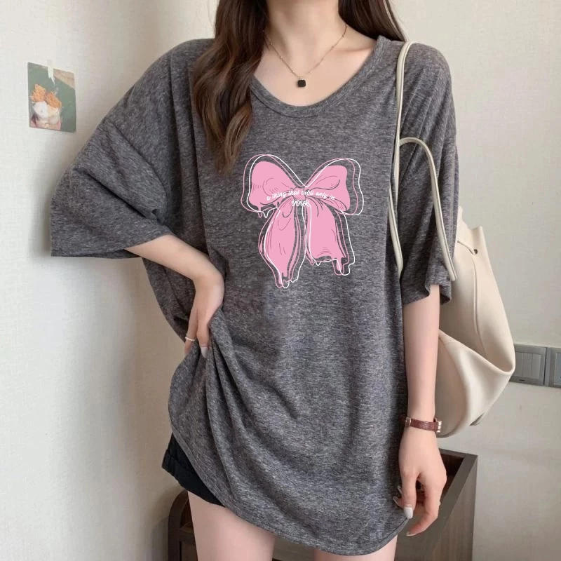 เสื้อยืดสาวอวบอ้วนไซส์ใหญ่ oversize เสื้อผ้าแฟชั่นฤดูร้อนมาใหม่ เสื้อโอเวอร์ไซส์สไตล์ผู้หญิง ลําลองทรงหลวมสไตล์เกาหลี thumbnail 7