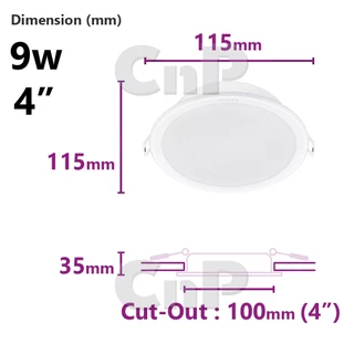 PHILIPS โคมไฟดาวน์ไลท์ ฝังฝ้า 4 , 5 , 6 นิ้ว (4" 5" 6") Panel LED 9W 13W 17W ฟิลิปส์ รุ่น MESON IO 59449 59464 59466