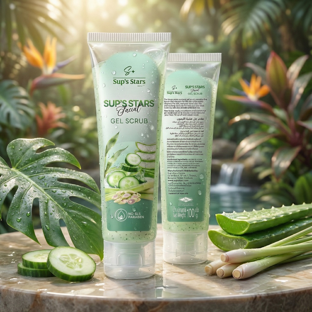 Sup's star facial gel scrub