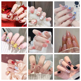 กาว เล็บแฟชั่น[ABCDEW] เล็บปลอม ชนิดอะคริลิค สไตล์ฝรั่งเศส มีสีให้เลือกหลากหลาย 24 ชิ้น มีส่วนผสมของกาว