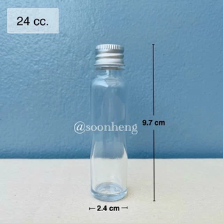 ขวดแก้วทรงสูง ขนาด 24 cc พร้อมจุกในและฝา
