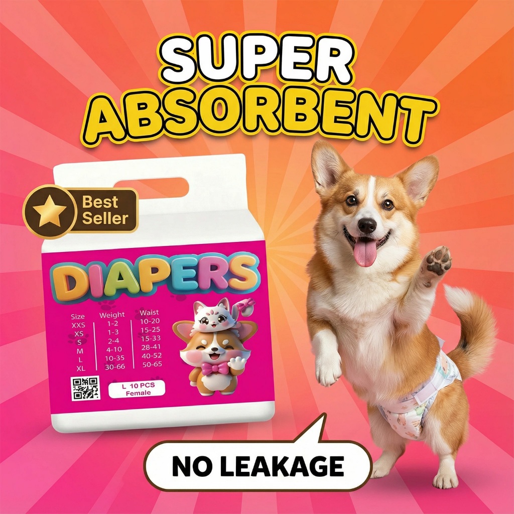 Boqi Factory ผ้าอ้อมสุนัข แบบใช้แล้วทิ้ง  ชายและหญิง ชุดอุปกรณ์สำหรับสัตว์เลี้ยง ราคาต่อ 1 ถุง DokiDoki