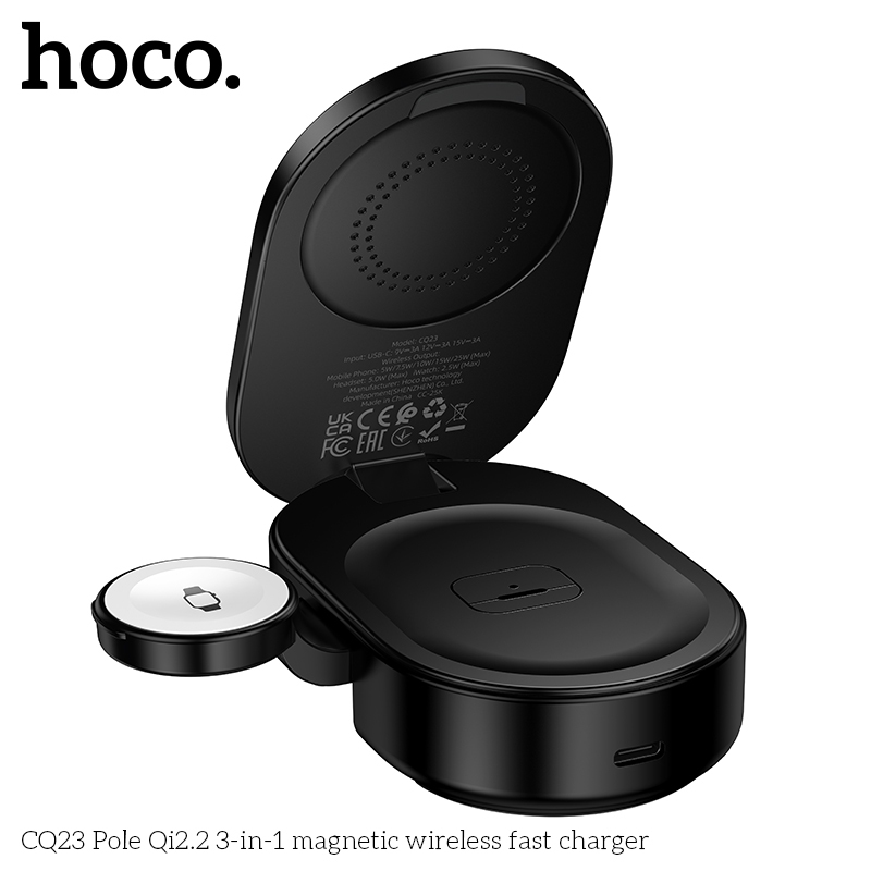 HOCO CQ23 แท่นชาร์จไร้สาย 3in1 รองรับโทรศัพท์ หูฟัง Watch รูปที่ 6