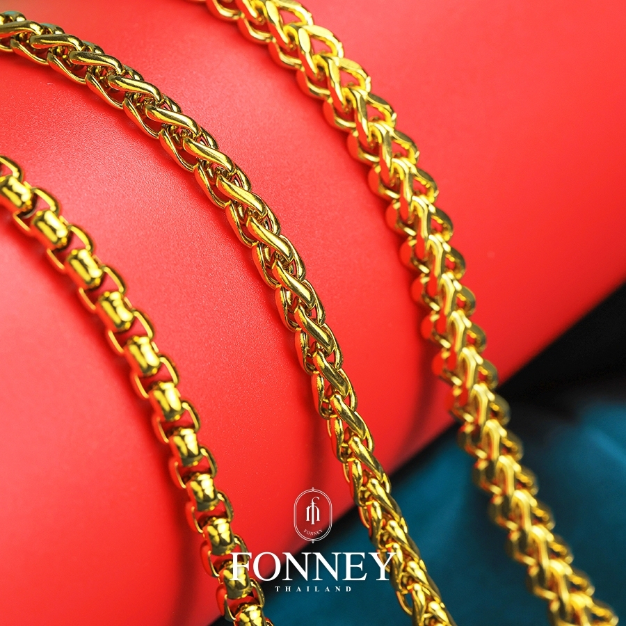 FGG-02 ทอง Fonney5&10บาท สร้อยคอเปล่าสแตนเลสแท้เครือบด้วยทองคำ