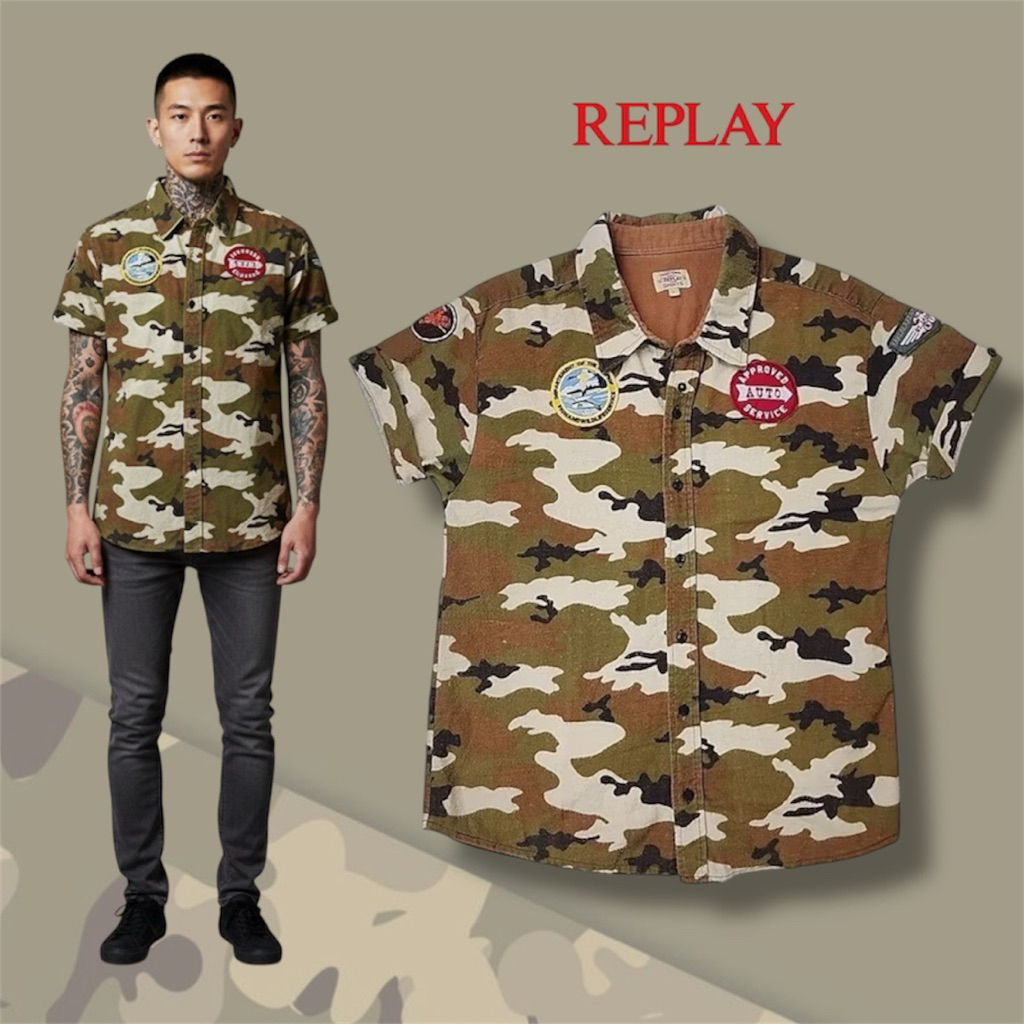 Replay Camouflage Army Shirt