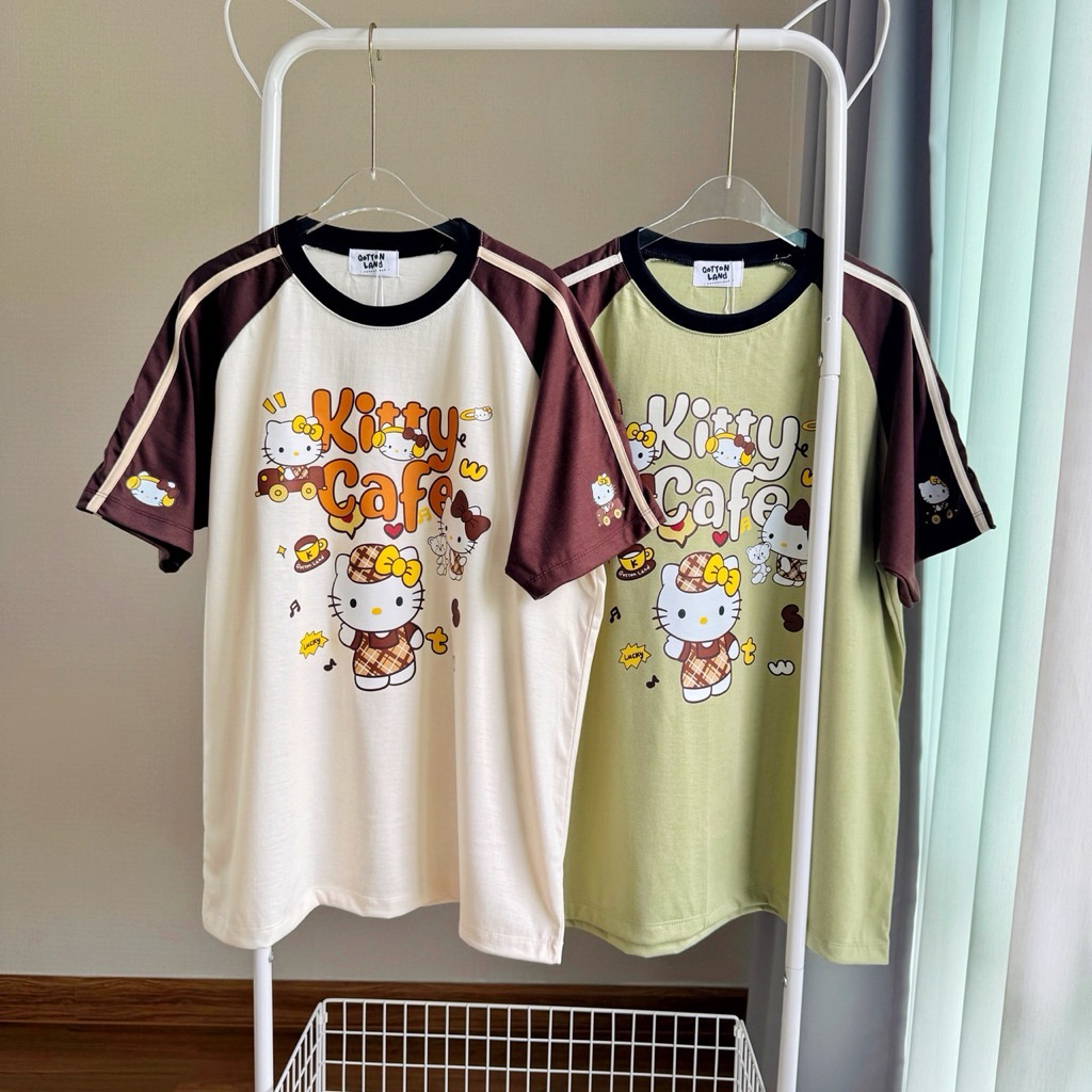 เสื้อยืด Oversize งานป้าย Qottonland คิตตี้คาเฟ่