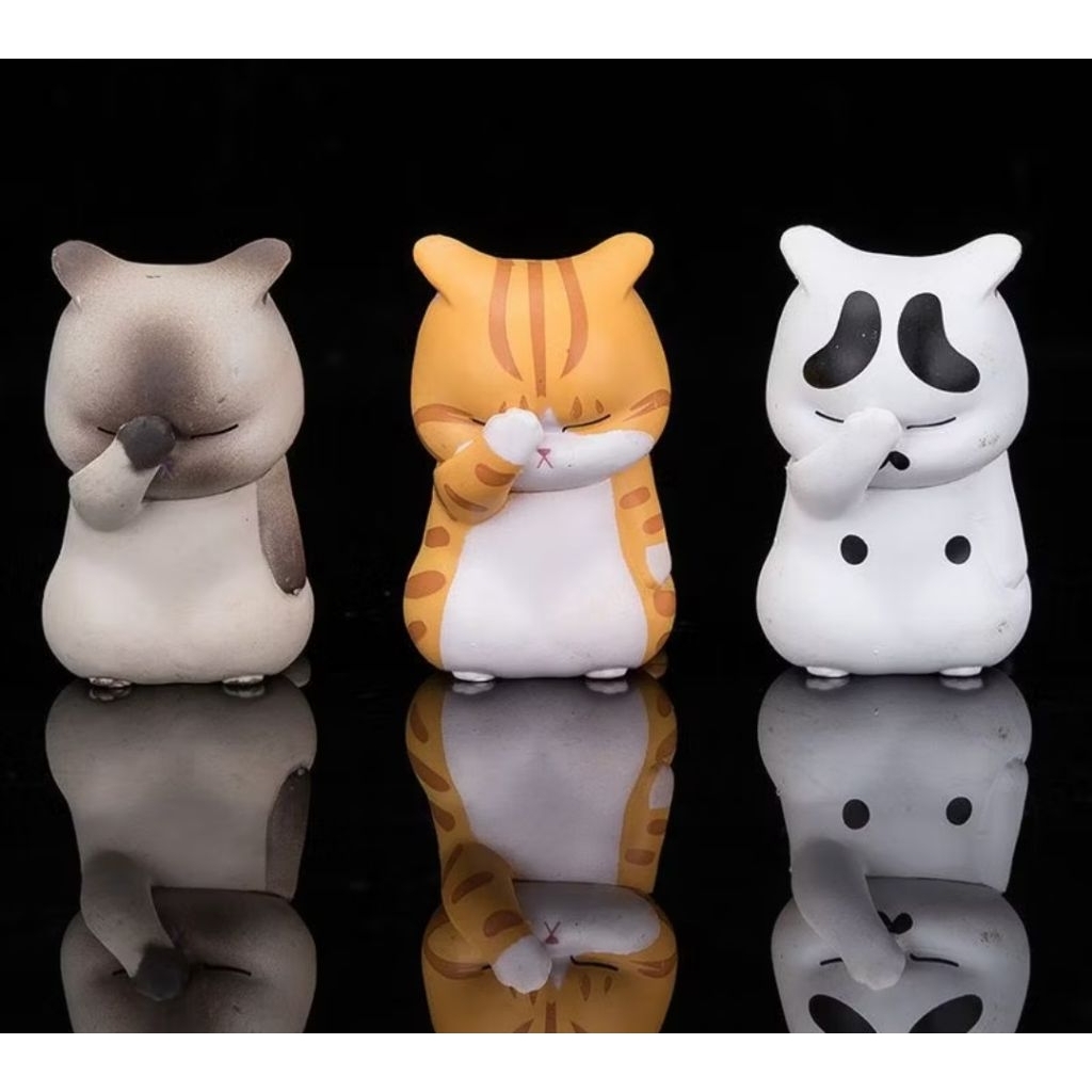 🐱พร้อมส่ง🐱โมเดลแมวเครียด โมเดลแมวเหมียว PVC ชุด 3 ตัว น่ารัก