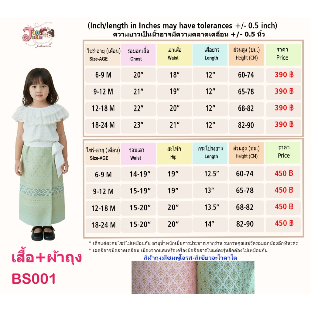 BS001 ชุดไทยประยุกต์เด็กและแม่ เสื้อลูกไม้คอระบายผูกโบว์ข้างพร้อมผ้าถุง - รูปที่ 6