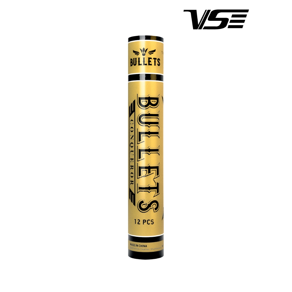 BULLETS CONQUEROR SHUTTLECOCKS ลูกแบดมินตัน รุ่น CONQUEROR  (1 หลอด 12 ลูก) แท้ 100%